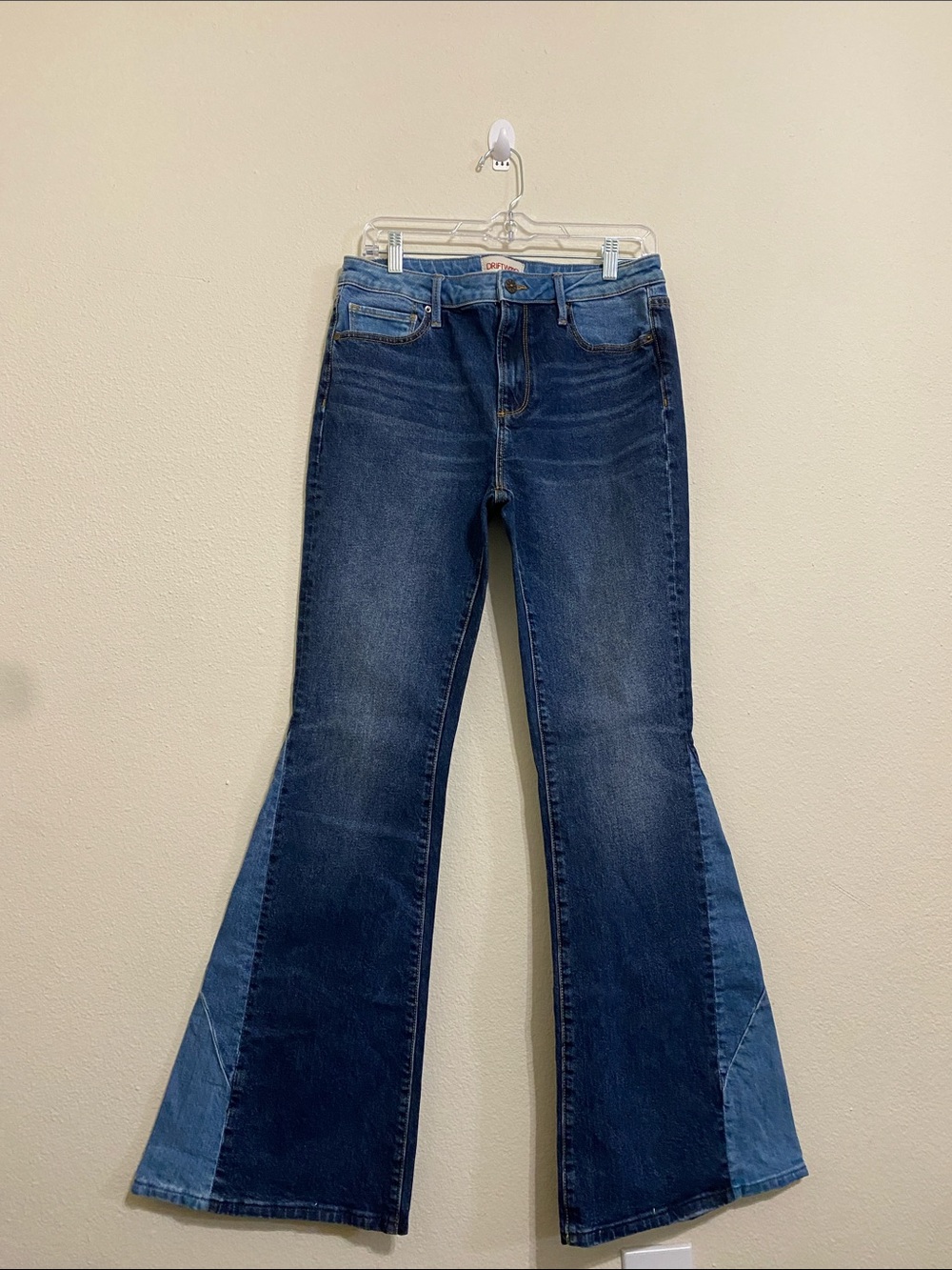 DRIFTWOOD Two-Tone Blue Flare Jeans - Wide Leg
